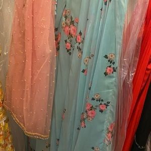 Indian blue and pink custom Saree with Lahenga